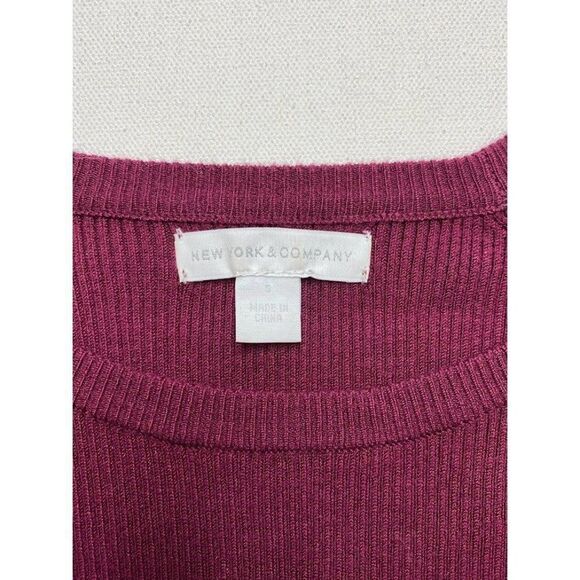 New York & Company Sweater Top Women's SMALL Purple Rivet-Accent Scoop-Neck Soft - Picture 8 of 9